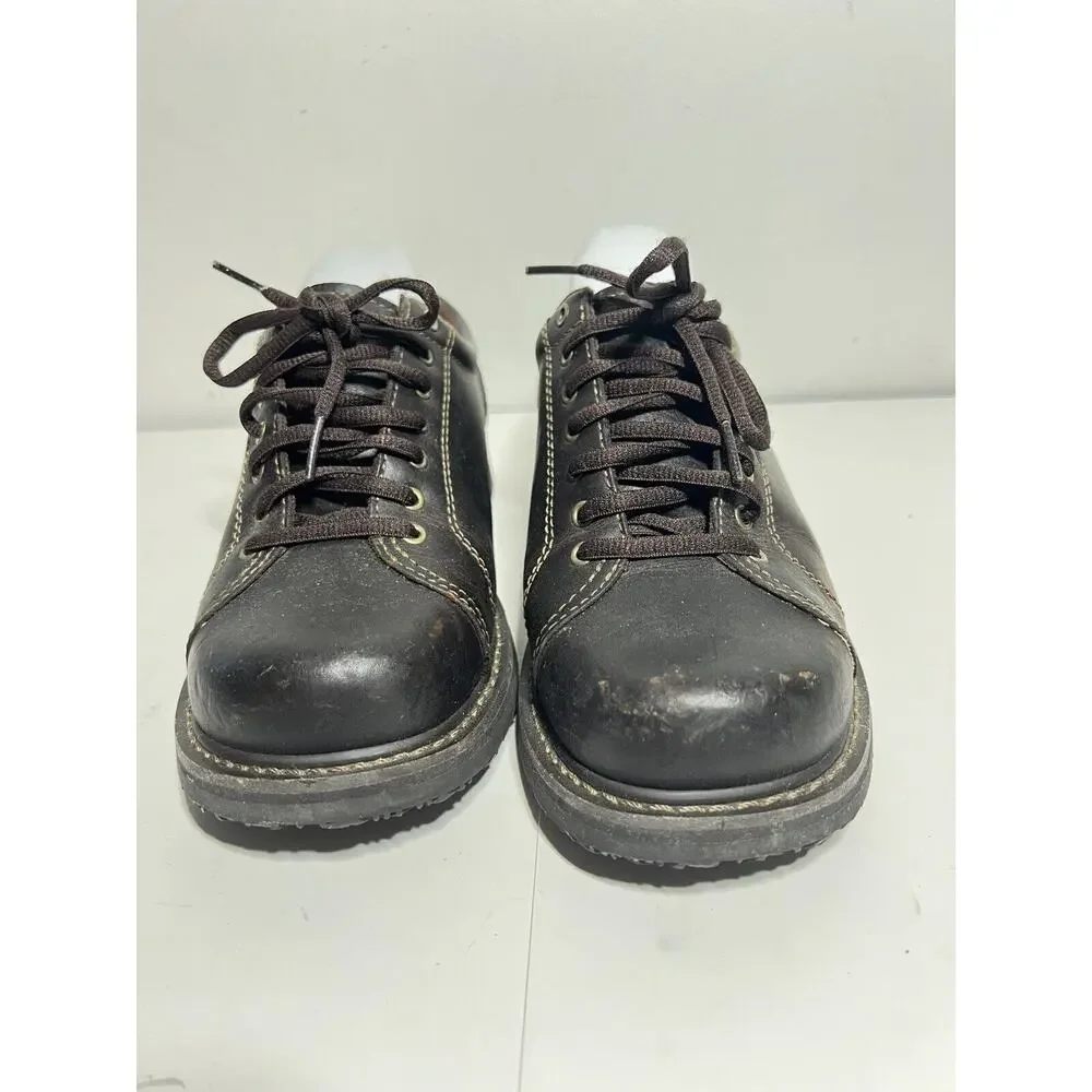 VTG American Eagle AE Women VGUC Brown Leather Chunky Oxford Shoes Y2K Lace Up 9
